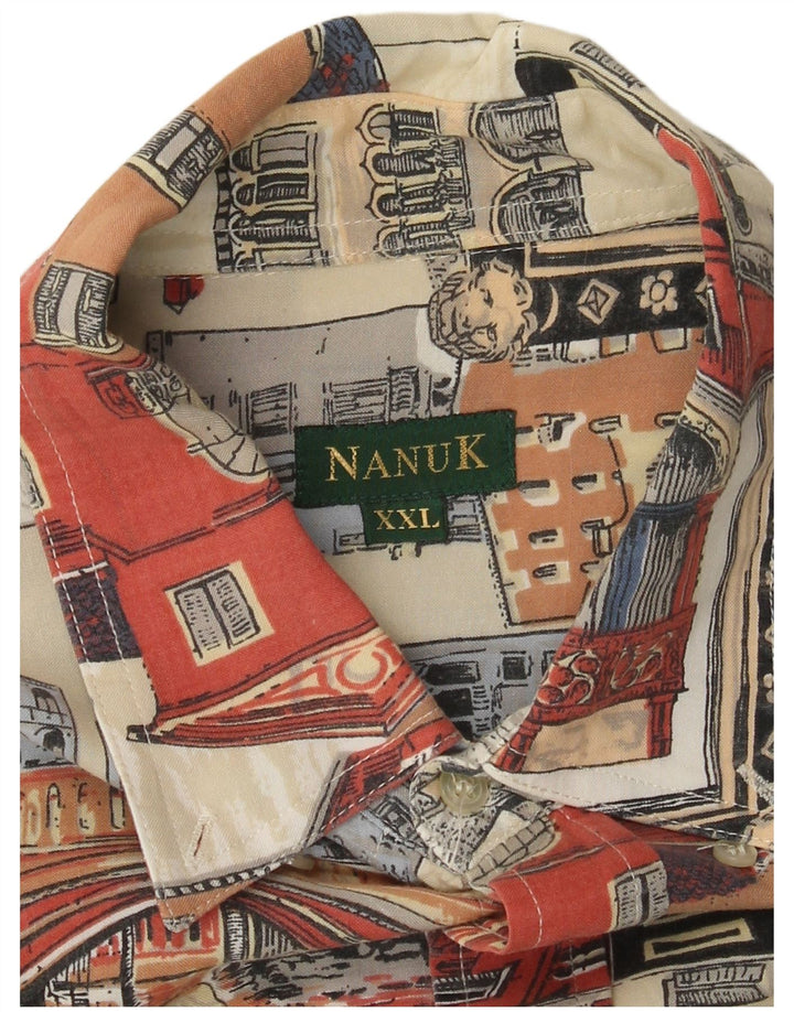 Vintage Mens Graphic Short Sleeve Shirt 2XL Multicoloured