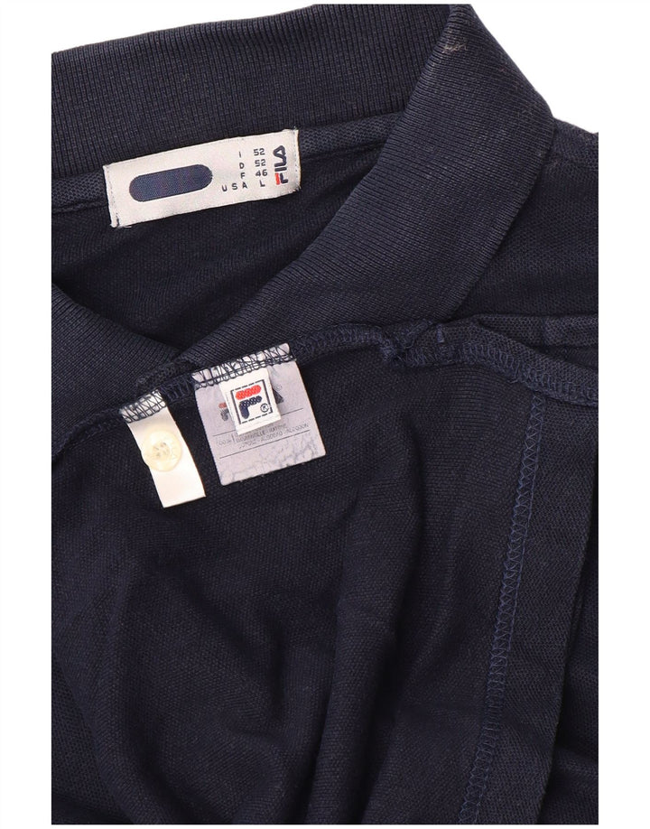 FILA Mens Polo Shirt Large Navy Blue Cotton