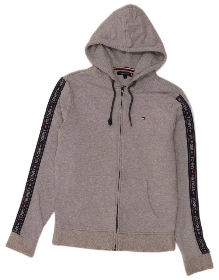 Tommy Hilfiger Mens Graphic Zip Hoodie Sweater Medium Grey Colourblock