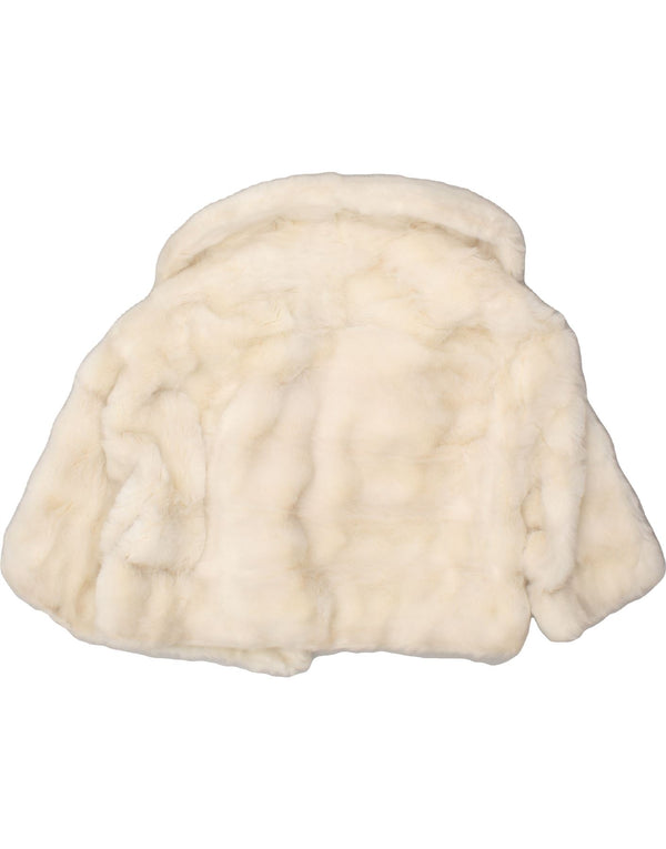 VINTAGE Womens Crop Faux Fur Jacket UK 16 Large Beige Acrylic