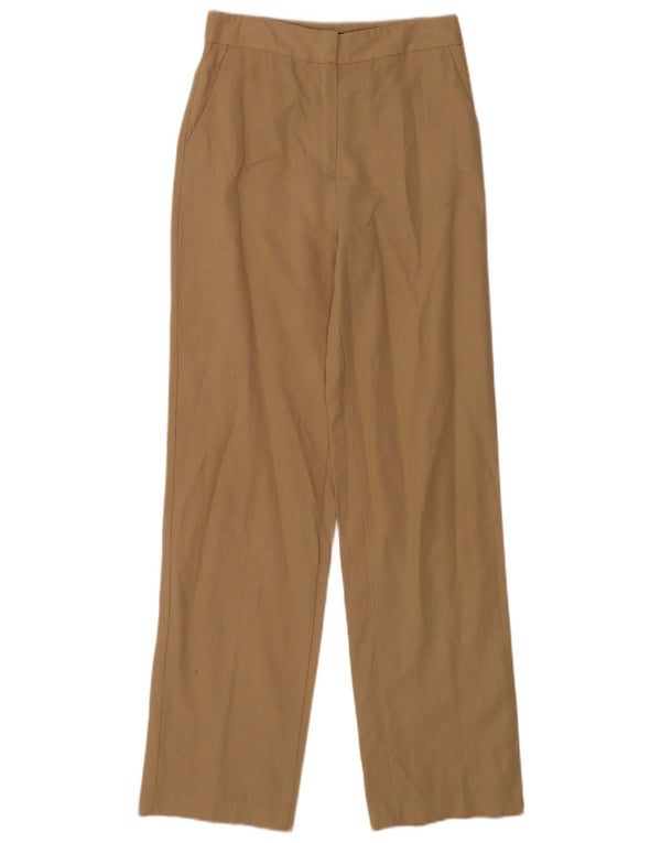 Zara Damen Chinohose mit hoher Taille, gerade, XS, W24, L31, Beige