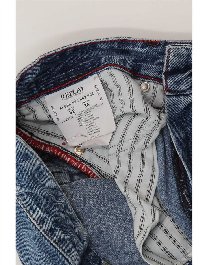 Replay Mens Jeto Slim Jeans W32 L30 Blue Cotton