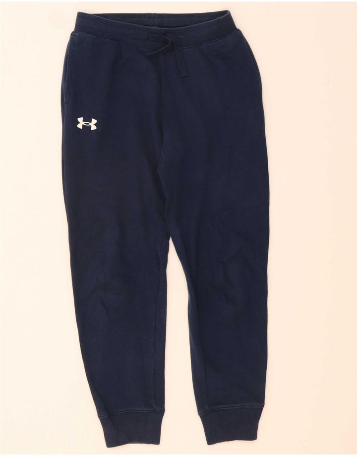 UNDER ARMOUR Boys Tracksuit Trousers Joggers 9-10 Years Medium Navy Blue