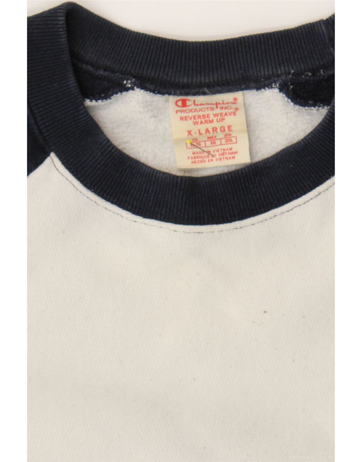 CHAMPION Mens Sweatshirt Jumper XL White Colourblock Cotton Vintage Champion and Second-Hand Champion from Messina Hembry 