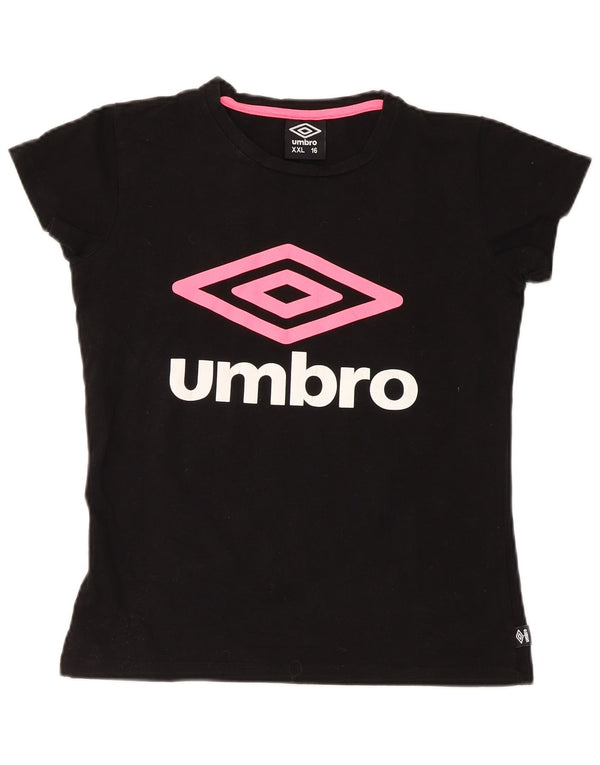 Umbro Grafik-T-Shirt für Mädchen, 15–16 Jahre, 2XL, schwarze Baumwolle