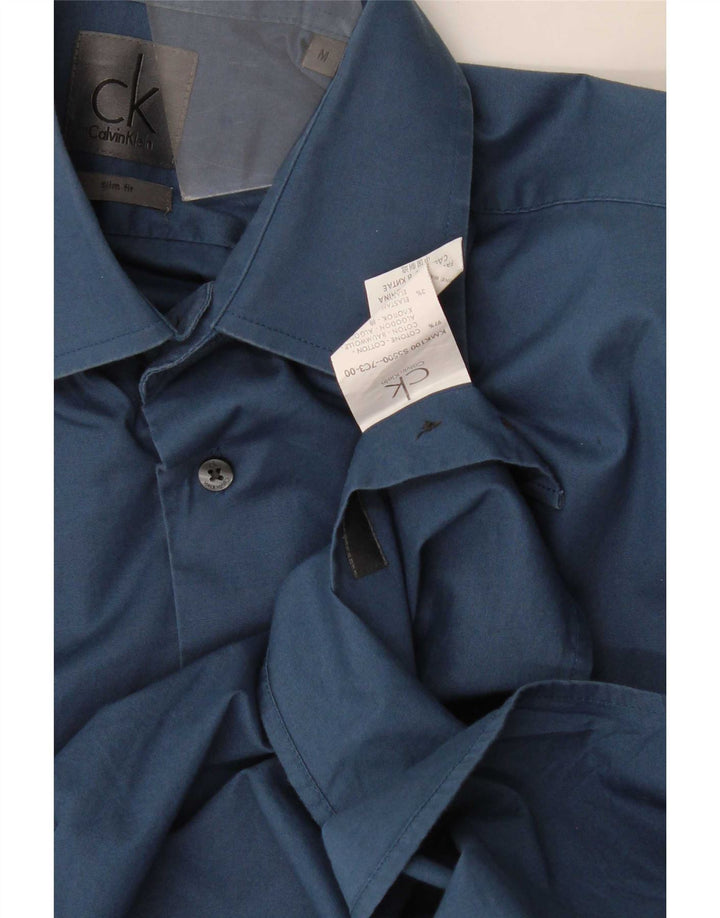 Camicia slim fit da uomo Calvin Klein in cotone blu medio