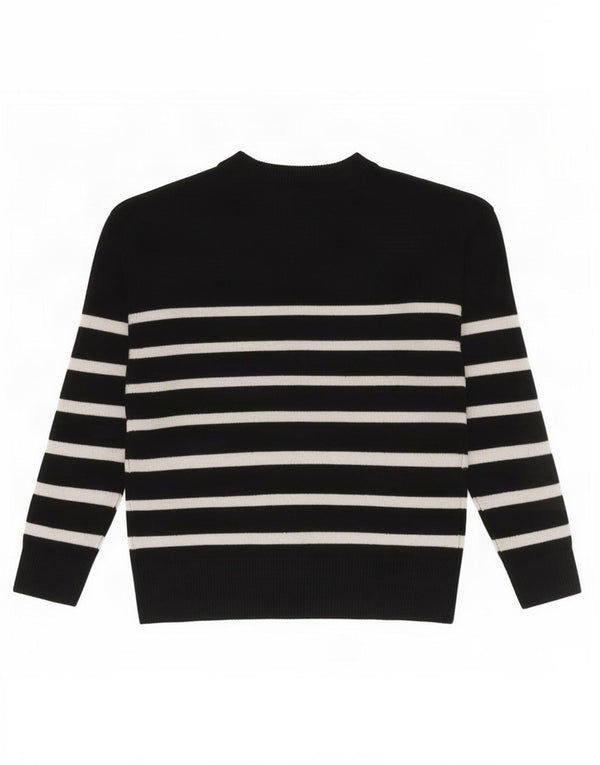Maglione maglione girocollo da donna Marks & Spencer UK 10 piccolo a righe nere