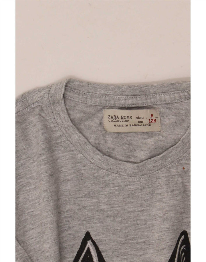 Zara Boys Graphic T-Shirt Top 7-8 Years Grey