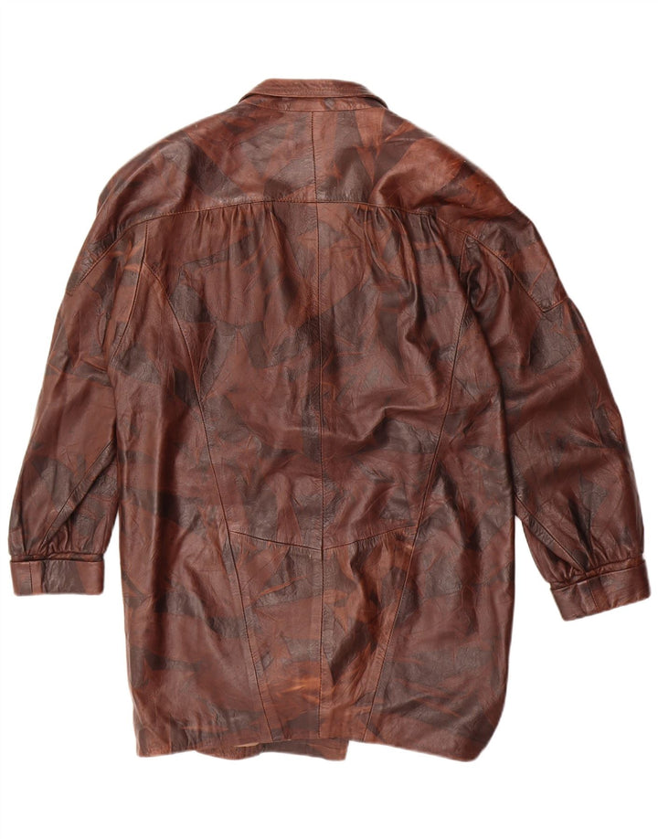 WALLACE SACKS Womens Oversized Coat UK 10 Small Brown Patchwork Leather