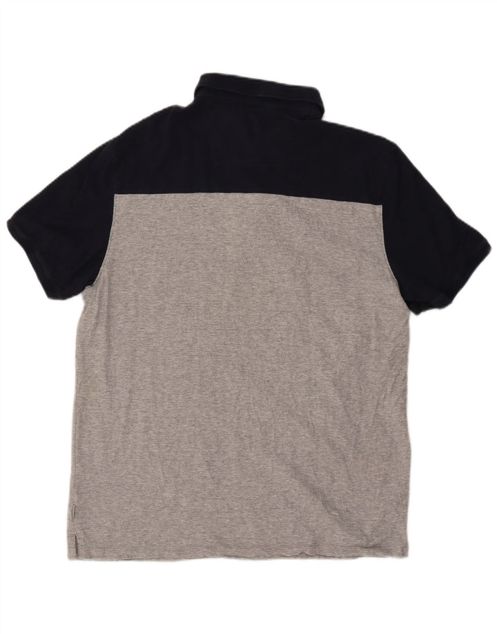 CALVIN KLEIN Mens Polo Shirt Large Grey Colourblock