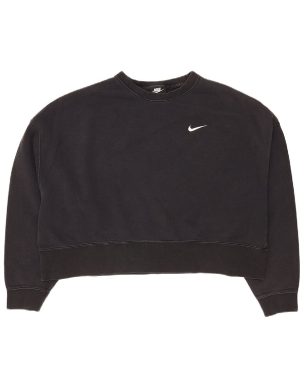 Женский укороченный свитшот оверсайз Nike UK 14, средний черный хлопковый джемпер