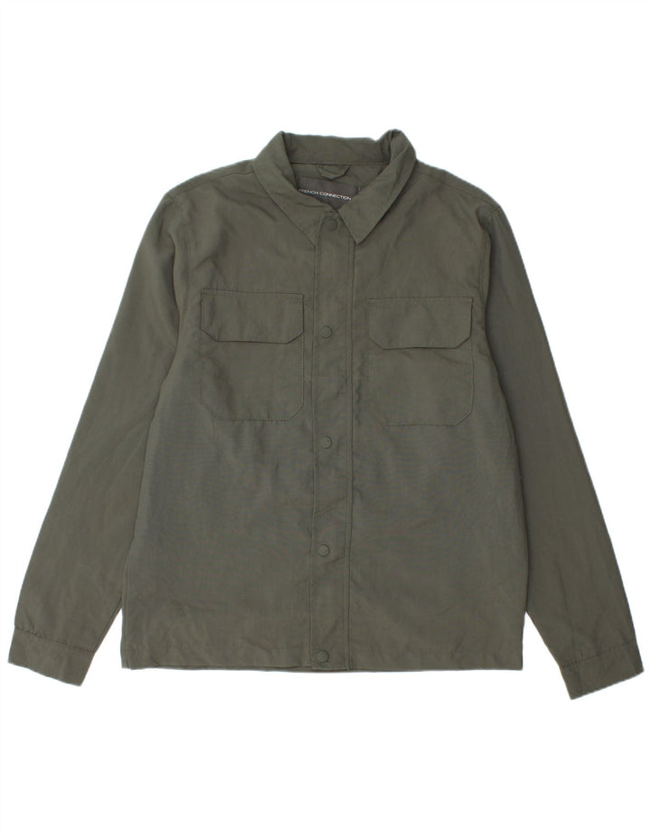 French Connection Herren-Overshirt-Hemd, Mittelkhaki, Polyamid