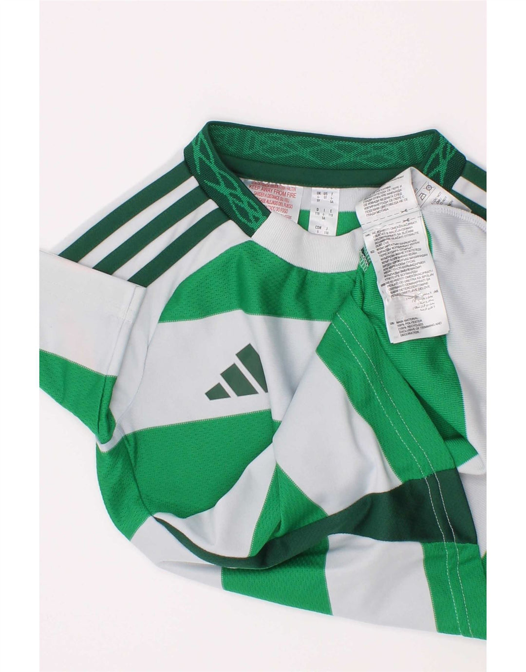 Adidas Boys Graphic T-Shirt Top 4-5 Years Green Striped Polyester