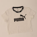 PUMA Womens Crop Graphic T-Shirt Top UK 12 Medium White Vintage Puma and Second-Hand Puma from Messina Hembry 