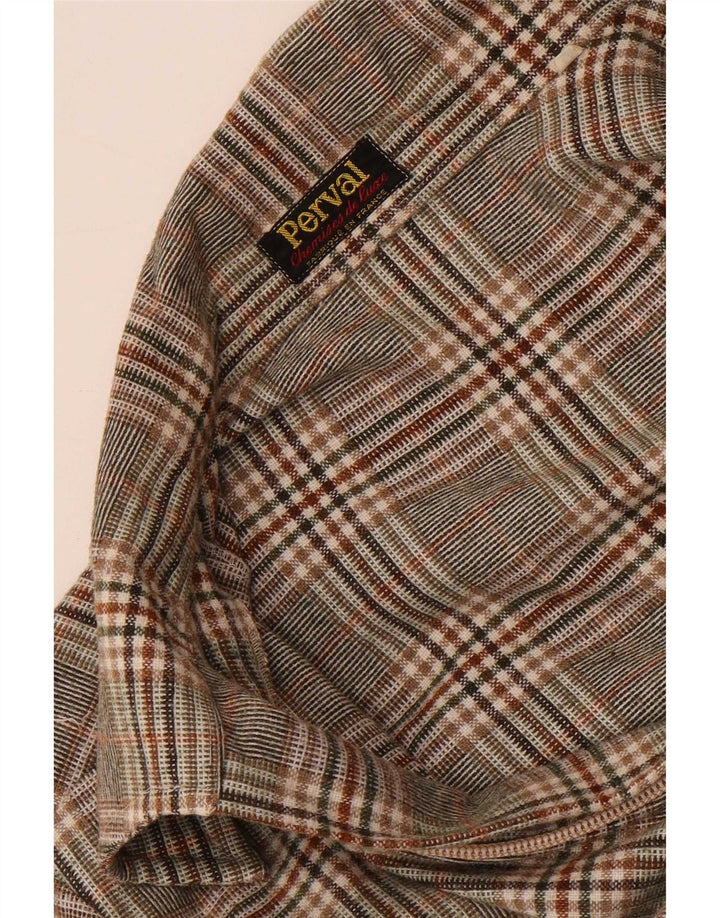 Camicia vintage da donna con zip intera UK 16 grande quadri grigi