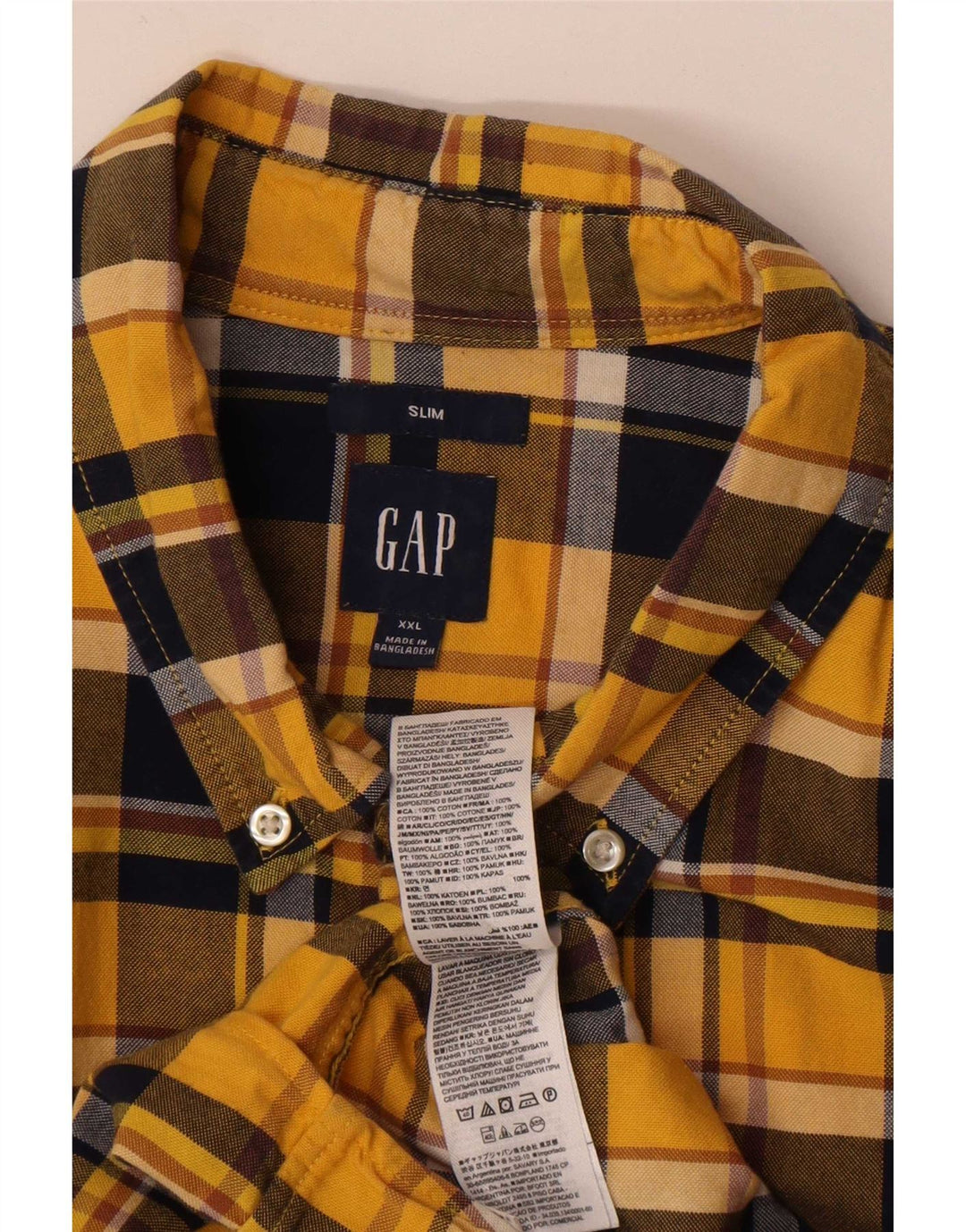 Gap herre slim flannel skjorte 2XL gul ternet bomuld