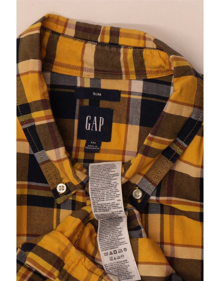 Gap herre slim flannel skjorte 2XL gul ternet bomuld