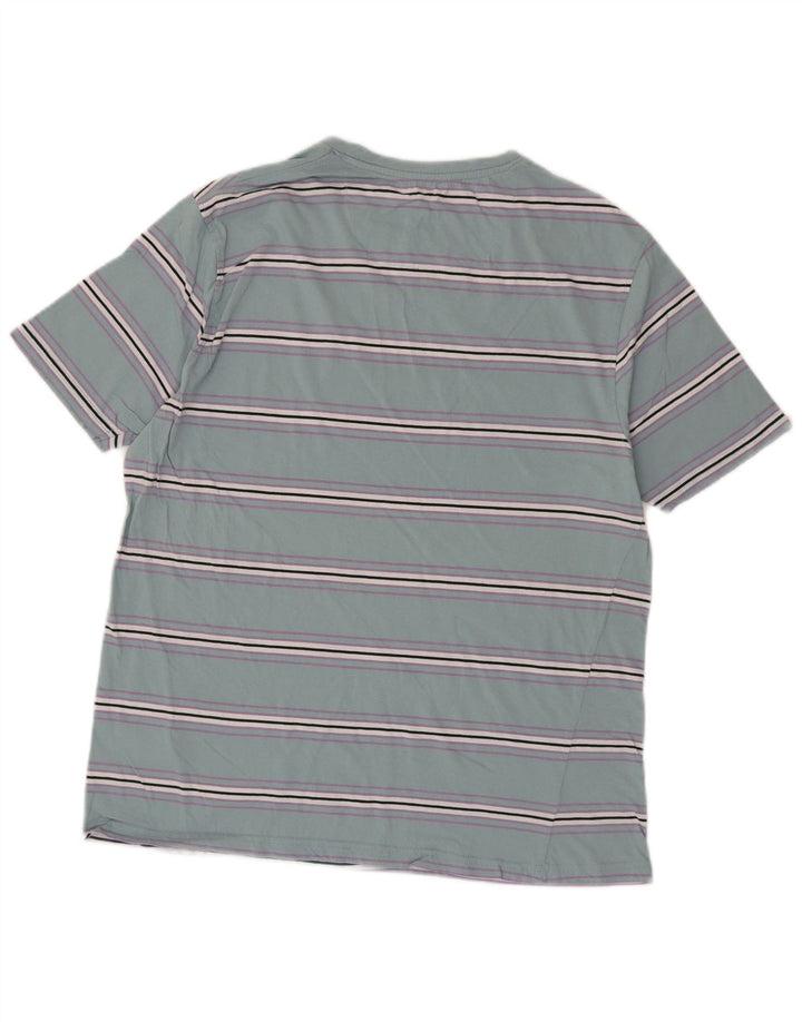 JAMES PRINGLE Mens T-Shirt Top Large Blue Striped Cotton