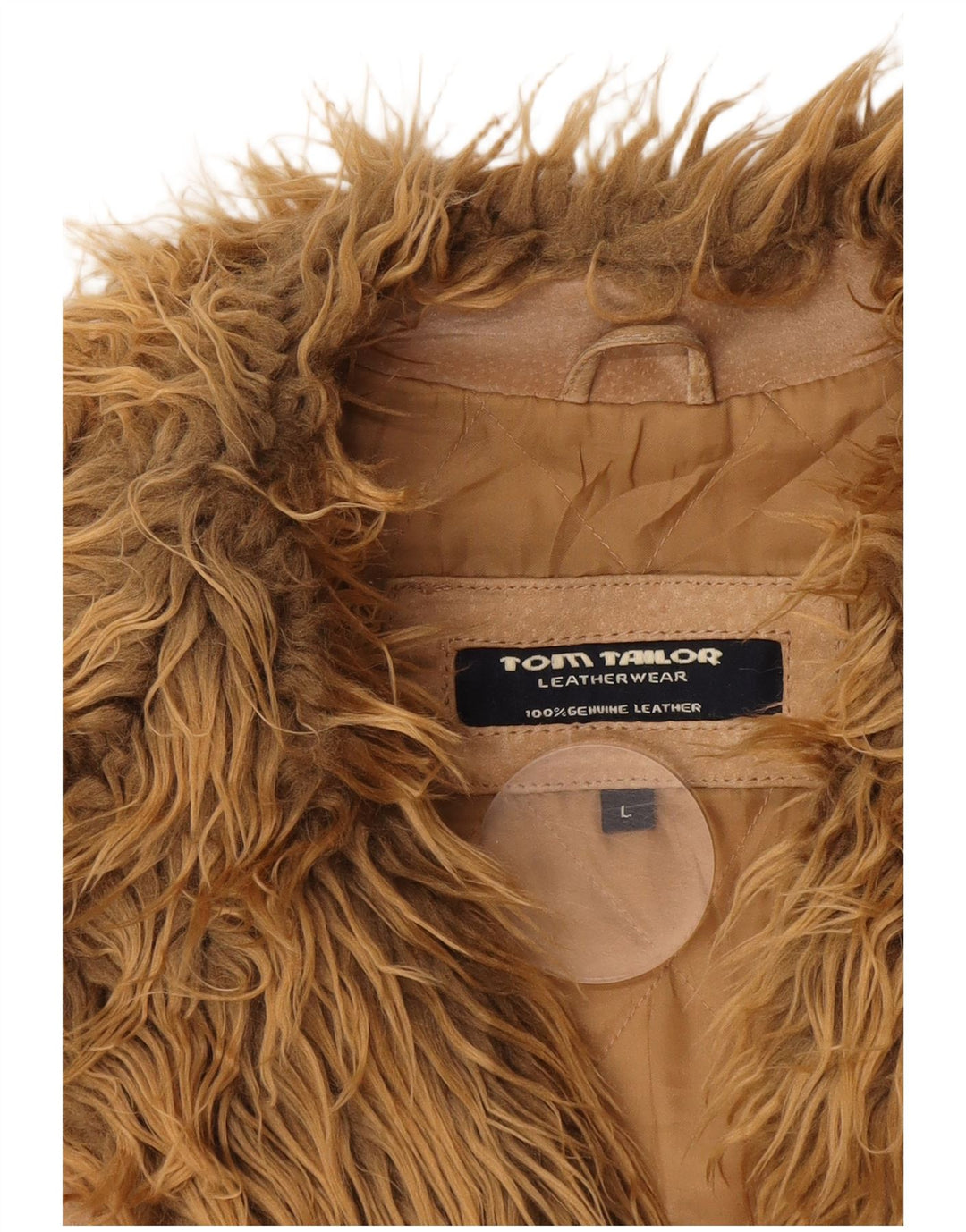 TOM TAILOR Womens Suede Jacket UK 16 Large Beige Leather