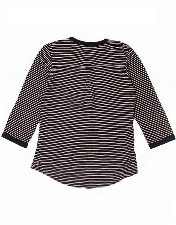Fat Face Womens Top 3/4 Sleeve UK 10 Small Navy Blue Pinstripe Cotton