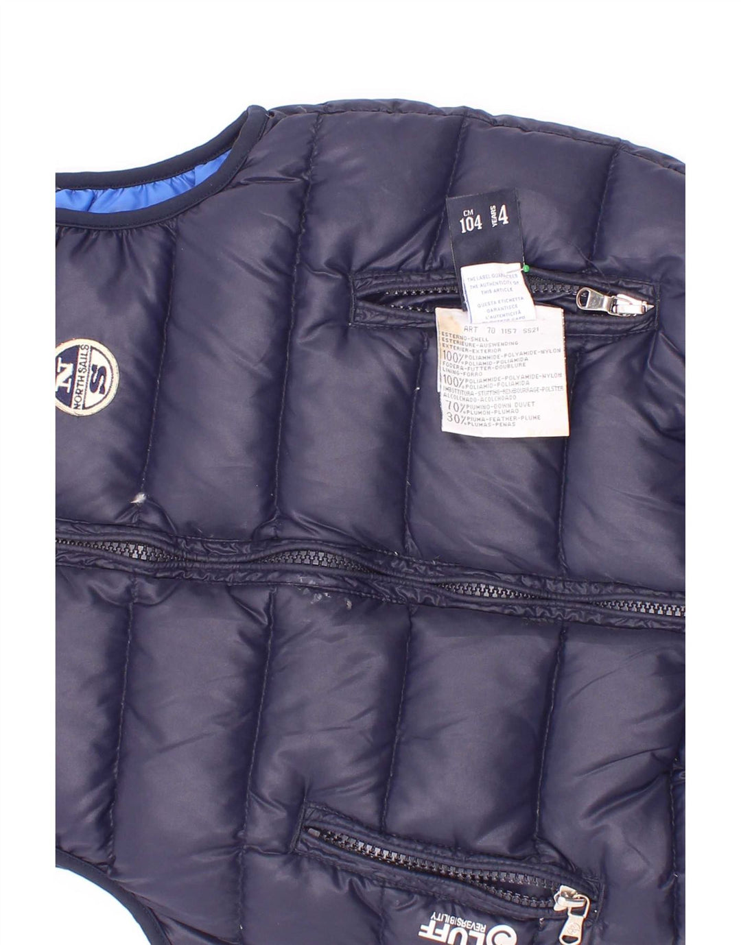 North Sails Boys Vendbar Polstret Gilet 3-4 År Navy Blue Polyester