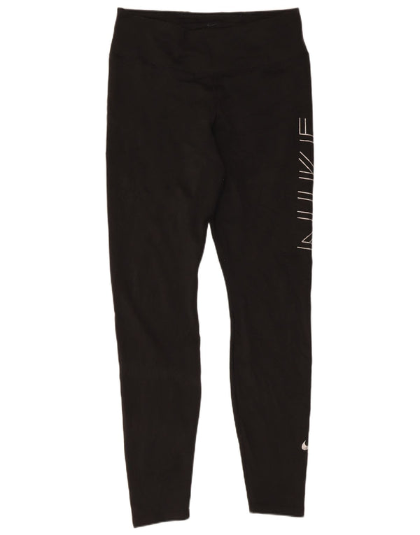 Nike Dame Dri Fit Grafiske Leggings UK 14 Large Sort