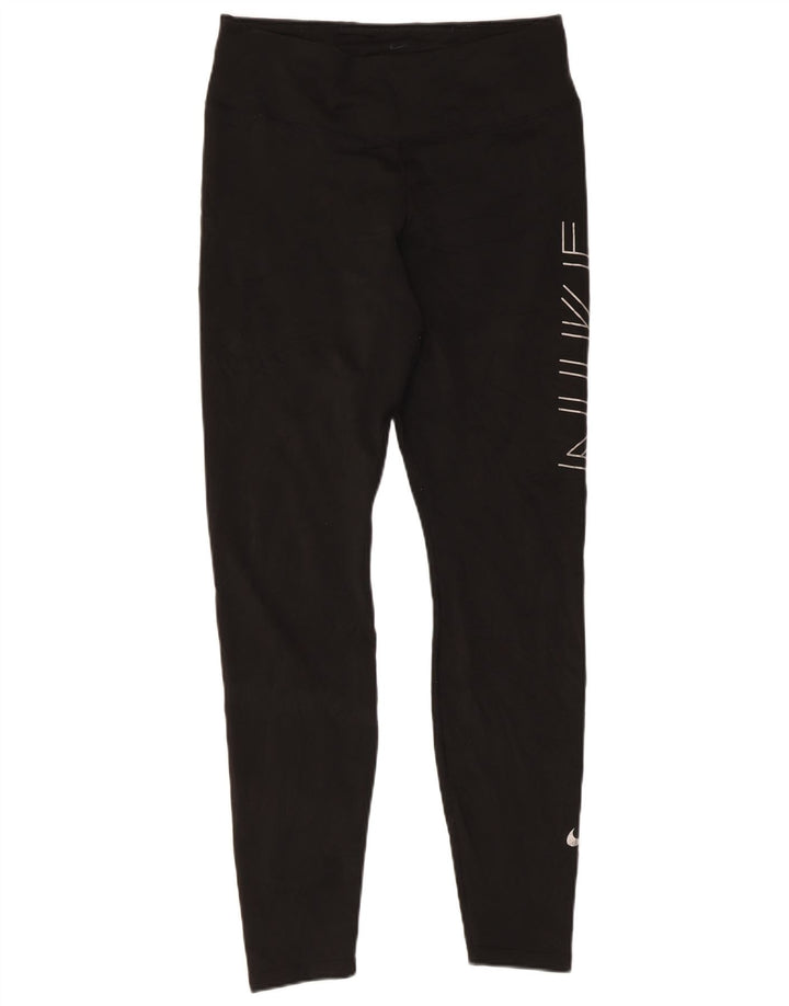 Nike Dame Dri Fit Grafiske Leggings UK 14 Large Sort