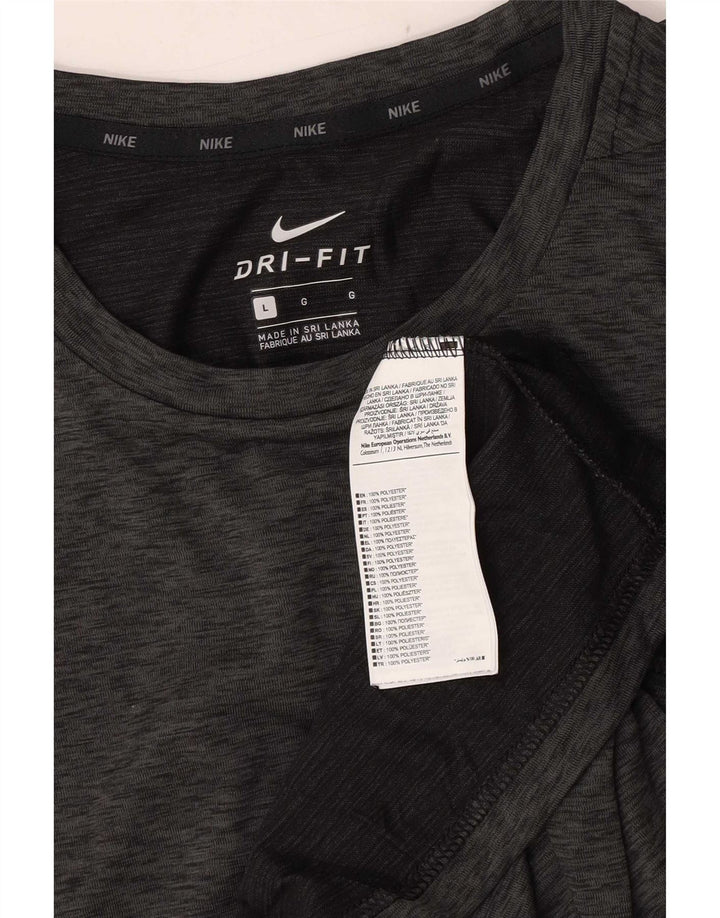 Nike Mens Dri Fit T-Shirt Top Large Grey Flecked Polyester