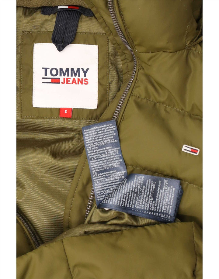 Tommy Hilfiger Womens Hooded Padded Coat UK 10 Small Green Polyester