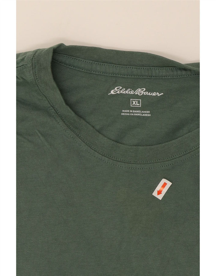 EDDIE BAUER Mens T-Shirt Top XL Green Cotton Vintage Eddie Bauer and Second-Hand Eddie Bauer from Messina Hembry 