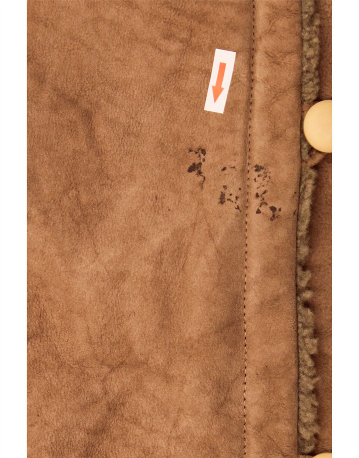 Palton vintage pentru femei din shearling IT 44 din piele maro medie