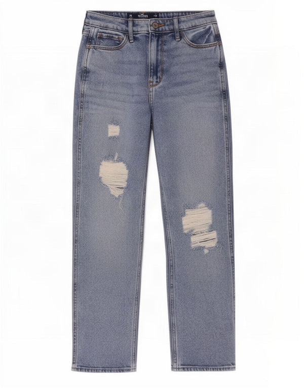 Hollister Womens Mom Distressed Tapered Jeans US 1 XS W25 L27 Blå