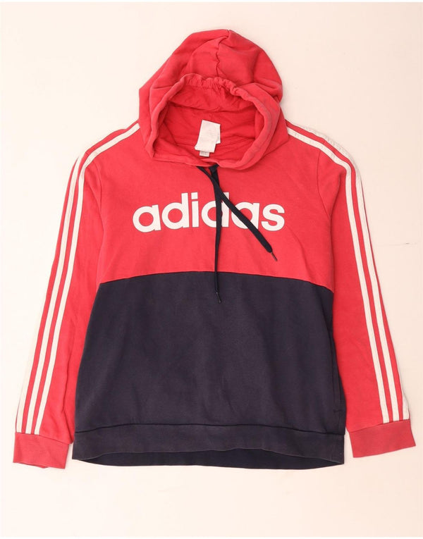 Adidas grafisk hættetrøje til damer UK 20/22 XL Rød Colourblock Bomuld