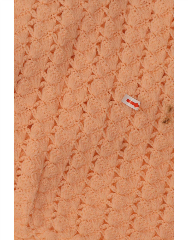 Vintage Womens Crochet Cardigan Sweater UK 14 Medium Pink