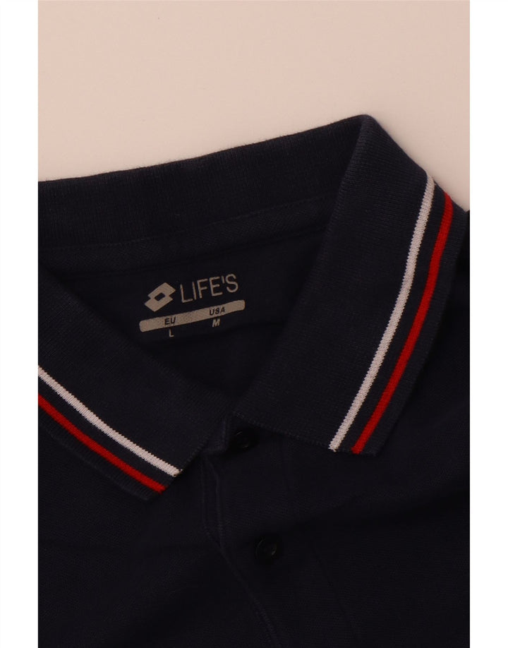LOTTO Mens Polo Shirt Medium Navy Blue Cotton