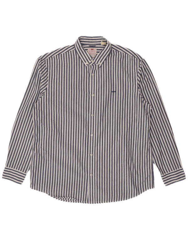 Levi's Mens Relaxed Shirt Large Blue Pinstripe Cotton