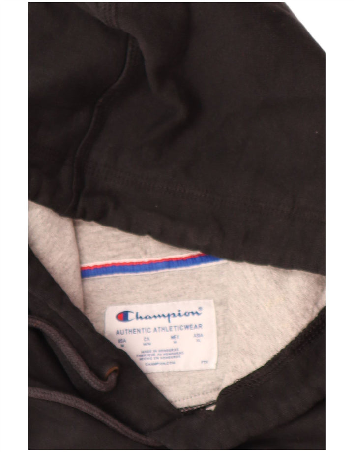 CHAMPION Suéter masculino com capuz gráfico médio algodão preto
