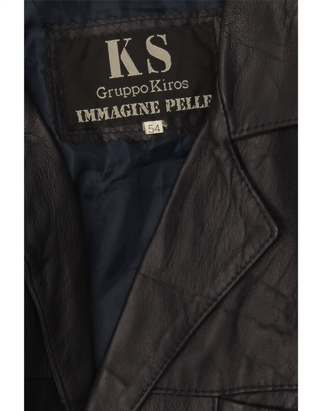 Kiros Chaqueta de cuero para hombre IT 54 2XL Azul marino