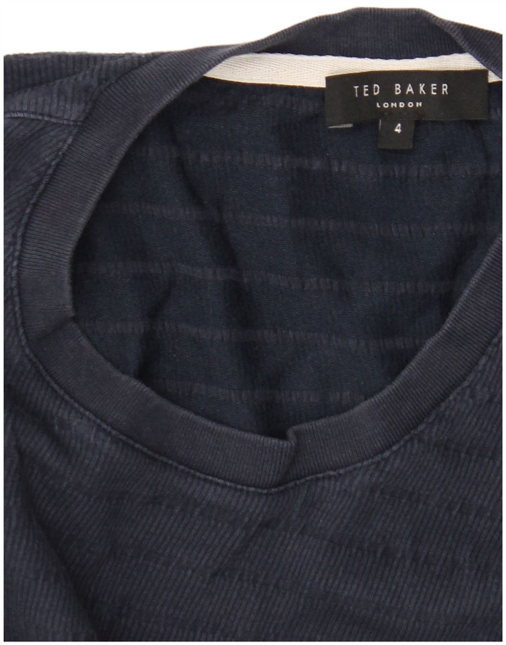 Ted Baker Mens T-Shirt Top Size 4 Large Navy Blue Cotton