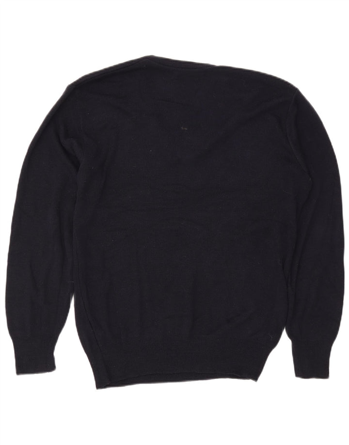 IZOD Mens V-Neck Jumper Sweater Small Navy Blue Acrylic