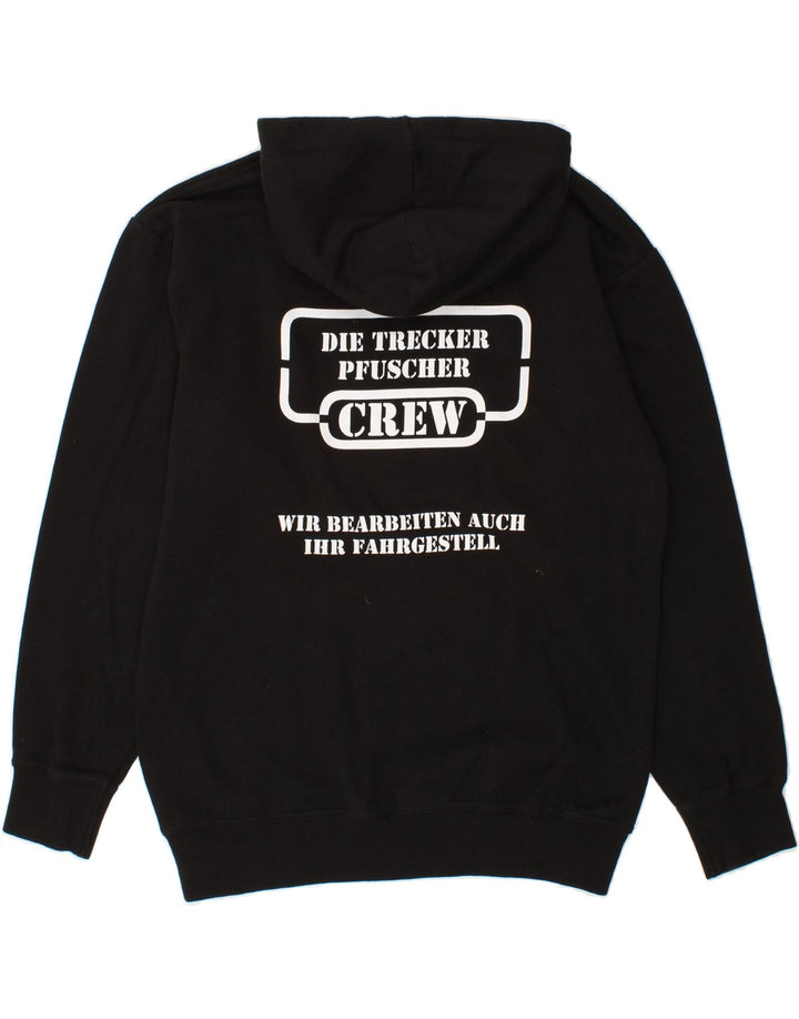 VINTAGE Mens Graphic Hoodie Jumper Medium Black Cotton Vintage Vintage and Second-Hand Vintage from Messina Hembry 