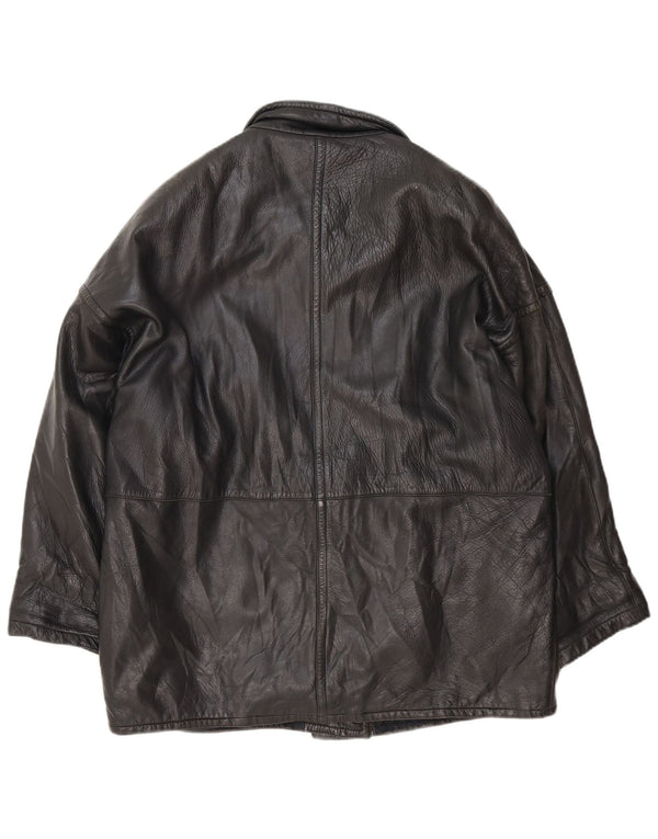 Jachetă de piele vintage pentru femei UK 18 XL neagră