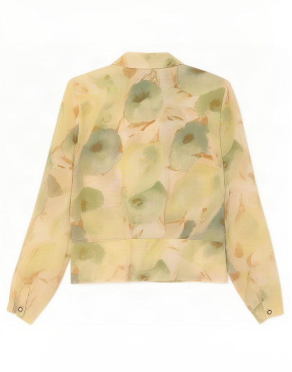 Vintage Womens Abstract Pattern Long Sleeve Shirt Blouse IT 44 Medium Green