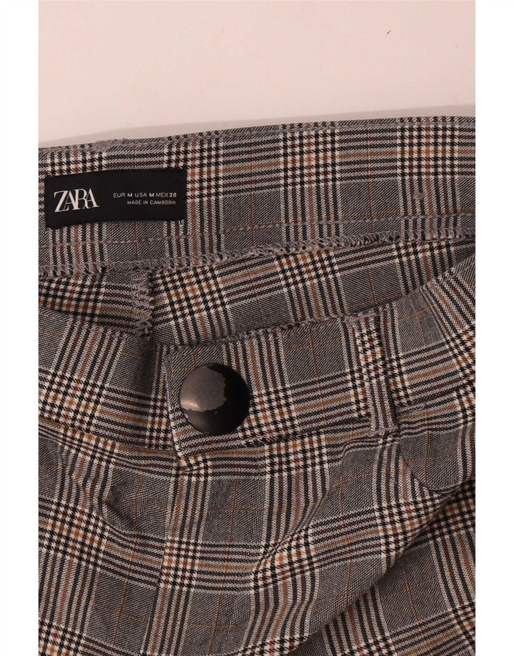 Zara Dame Slim Casual Bukser Medium W28 L28 Grå Houndstooth Viscose
