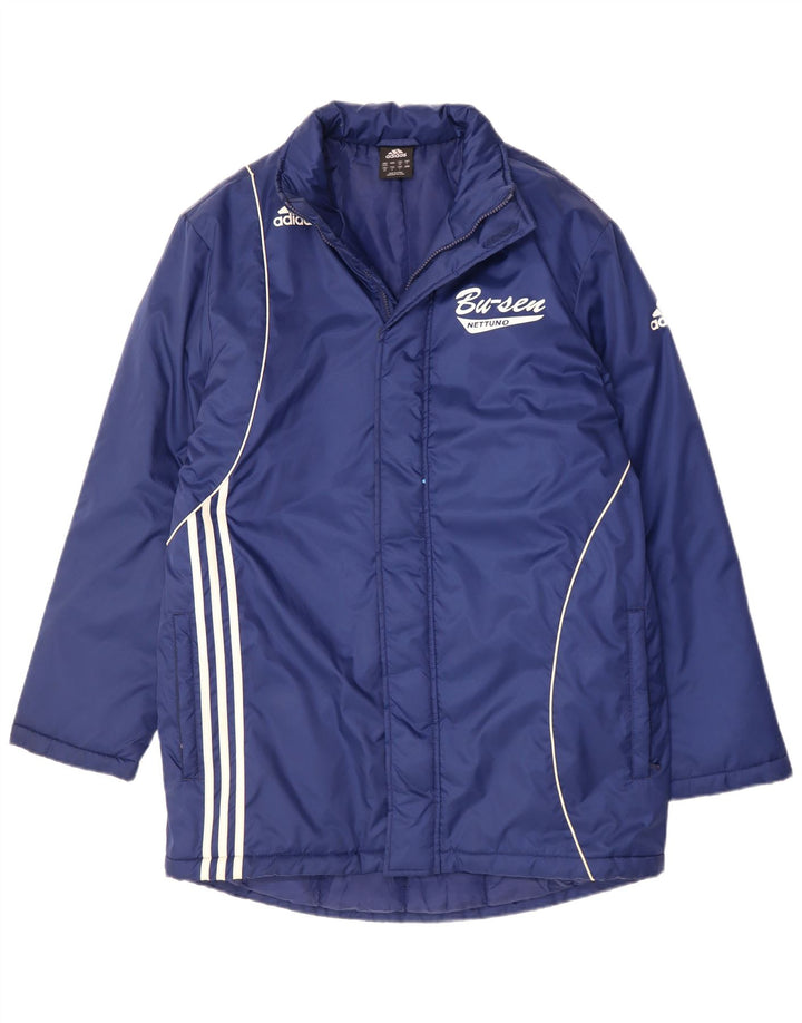 Adidas Mens Graphic Windbreaker Jacket UK 38/40 Medium Blue Polyester
