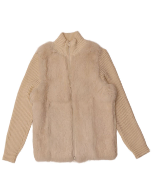 Zara Womens Cardigan Sweater UK 12 Medium Off White Acrylique