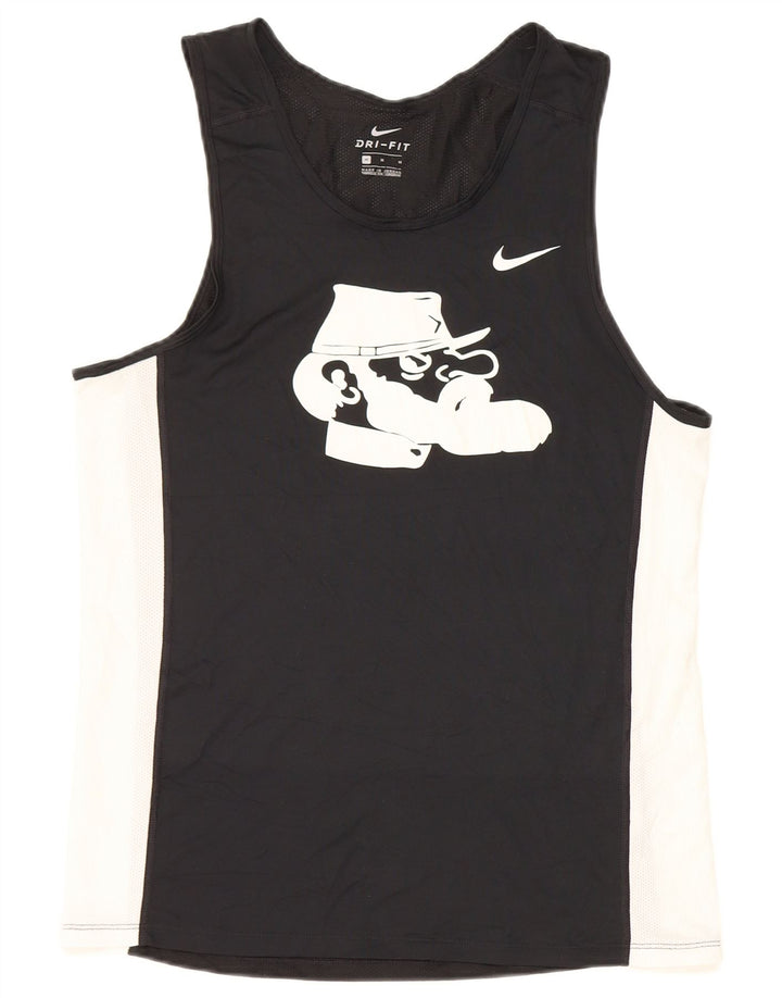 Canotta grafica Nike Dri Fit da uomo, poliestere color block medio nero