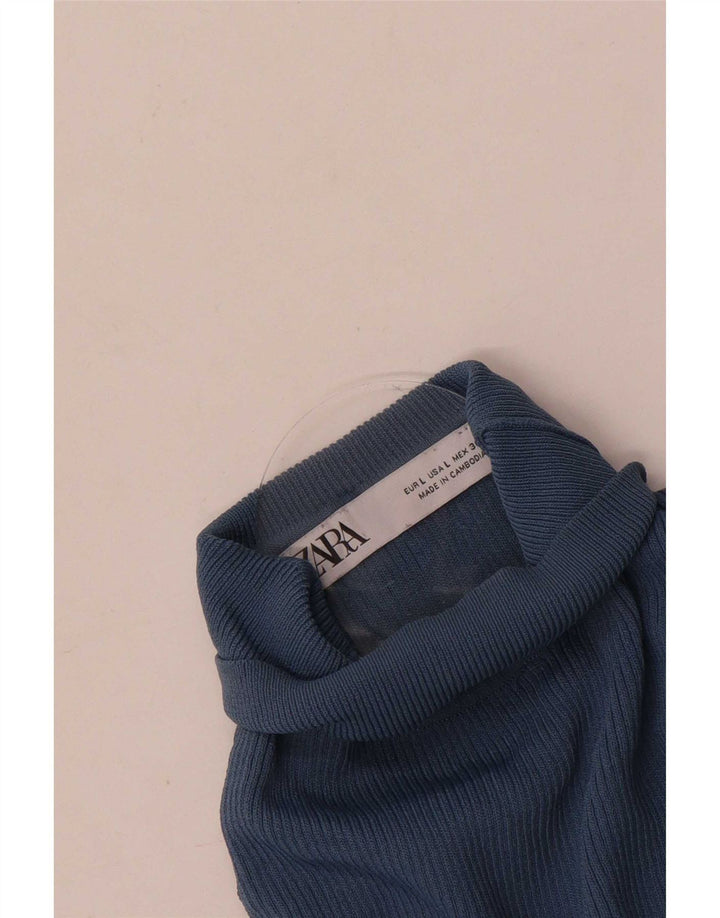 Zara Womens One Shoulder Top UK 14 Large Blue