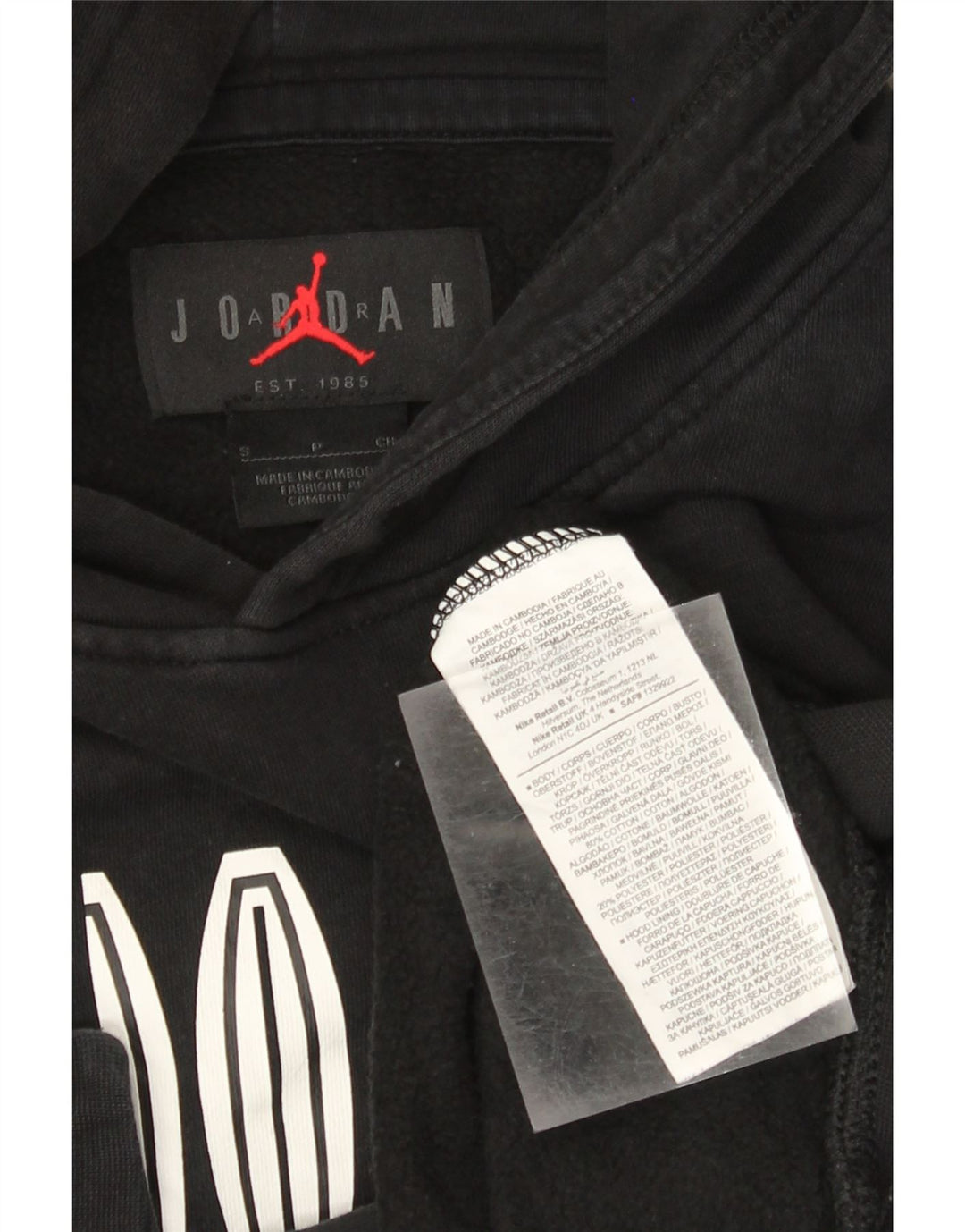 Jordan Mens Graphic Hoodie Jumper Small Black Cotton