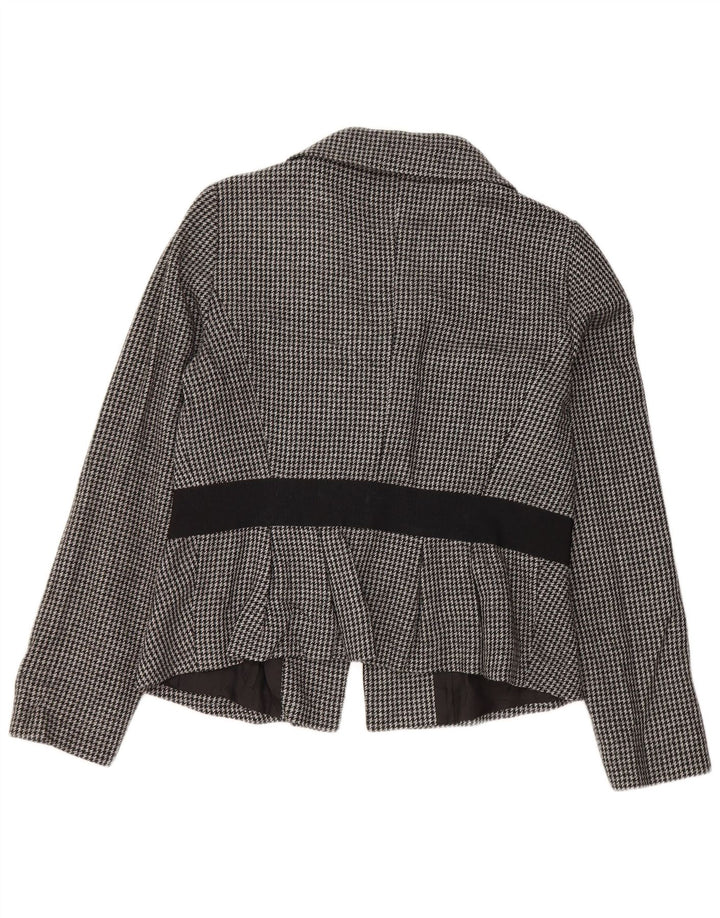 Max & Co. Womens Crop 2 Button Blazer Jacket UK 14 Medium Grey Houndstooth